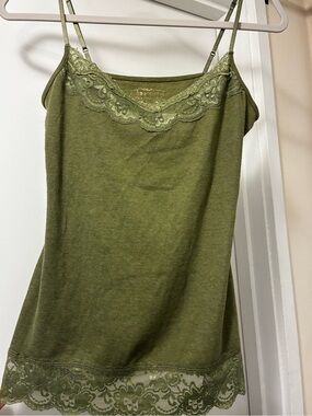 Y2K Green Lace Cami with Adjustable Straps